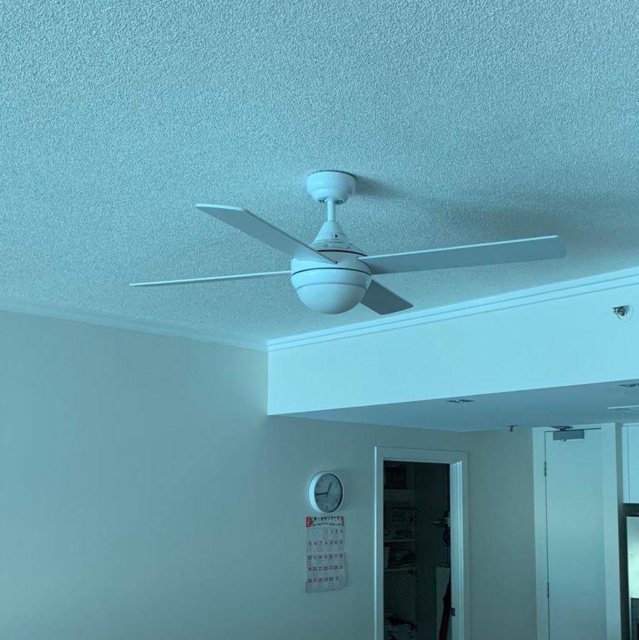 White ceiling fan in a living room