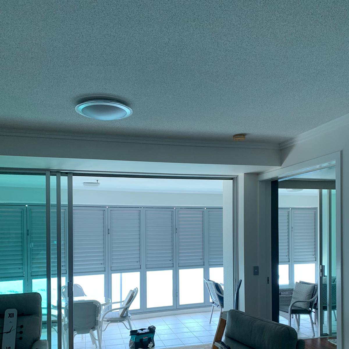 Open living room with an LED ceiling light